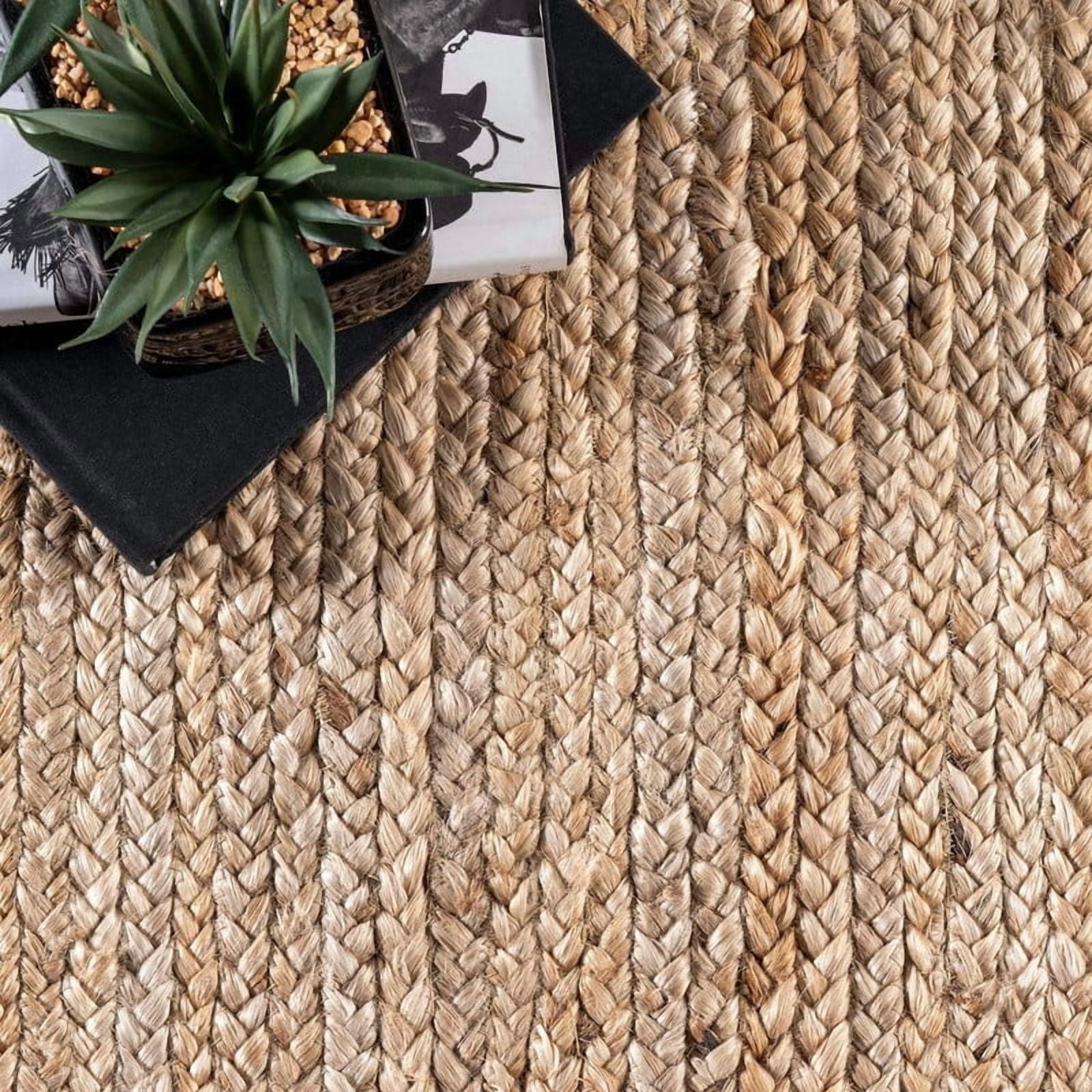 7x9 Ft Natural Jute Area Rug, Hand-Woven Farmhouse Boho Style, Durable & Pet-Friendly Rug for Living Room, Dining Room, Bedroom and Hallway etc.