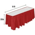 thumbnail image 3 of DecorRack 2 Pack Table Skirts, 29 in x 14 ft Reusable Party Tablecloth Skirt with Adhesive Strip for Parties & Events, Red (Pack of 2), 3 of 5