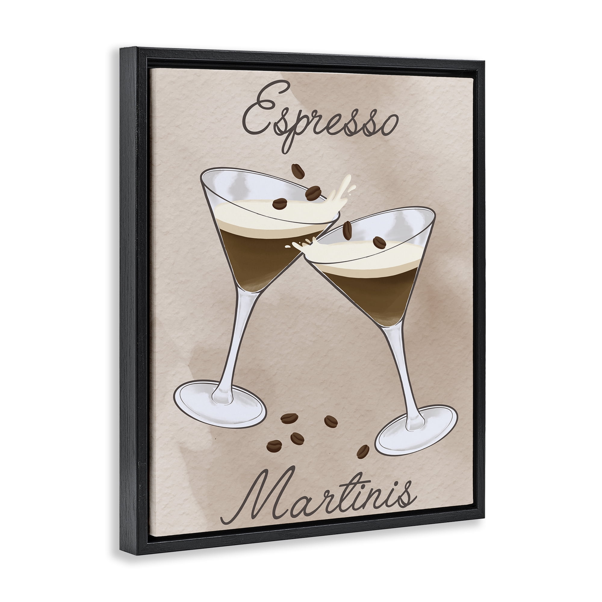 Stupell Industries Cheers Espresso Martinis Black Framed Floater Canvas Wall Art, design by Marcus Prime