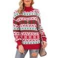 thumbnail image 4 of Asklazy Women's Turtleneck Oversized Sweaters Batwing Long Sleeve Pullover Loose Chunky Knit Jumper,Red Green Christmas Trees, 4 of 13