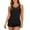Black, variant on Women's Mesh Racerback Tankini Set, Black Sheer Neckline Top with Drawstring Boyshort, Tummy Control Modest Swimwear