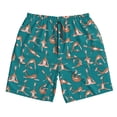 thumbnail image 2 of Honeii's Giraffes Doing Various Yoga Print Men's Casual Shorts with Drawstring，Swim Trunks Quick Dry Beach Shorts, 2 of 5