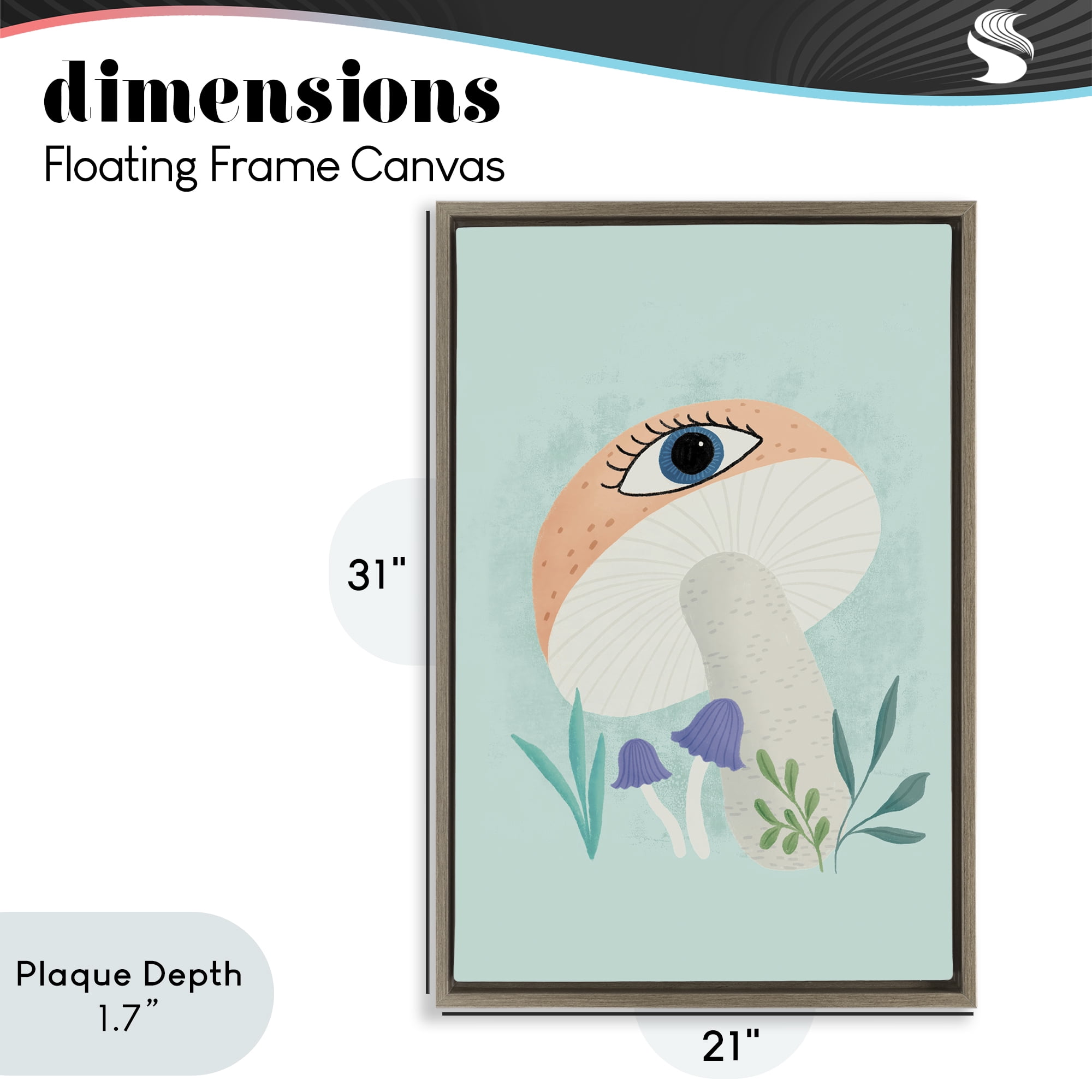 Stupell Industries Mushroom with Mystical Eye Brown Framed Floater Canvas Wall Art, design by Metka Hiti