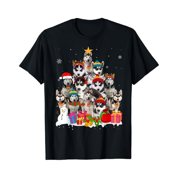 DOPASHIRT Funny Siberian Husky Noel Tree Pet Dog Lover Gift T-Shirt Unisex S-5XL Hot Trending Shirt, Vintage Birthday Gift