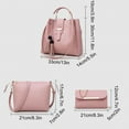 thumbnail image 3 of Hwuxmo Womens Purse And Handbag 3 Pcs Bag Set Tassel Tote Clutch Satchel Top Handle Shoulder Bag Pink, 3 of 9