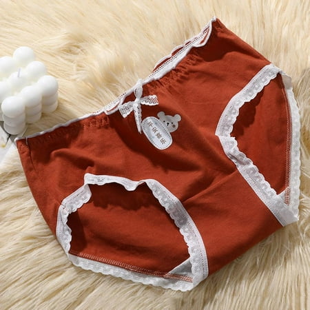 

Women Simple Briefs Japanese Style Mid-waist Cute Girl Panties Cotton Soft Underpants