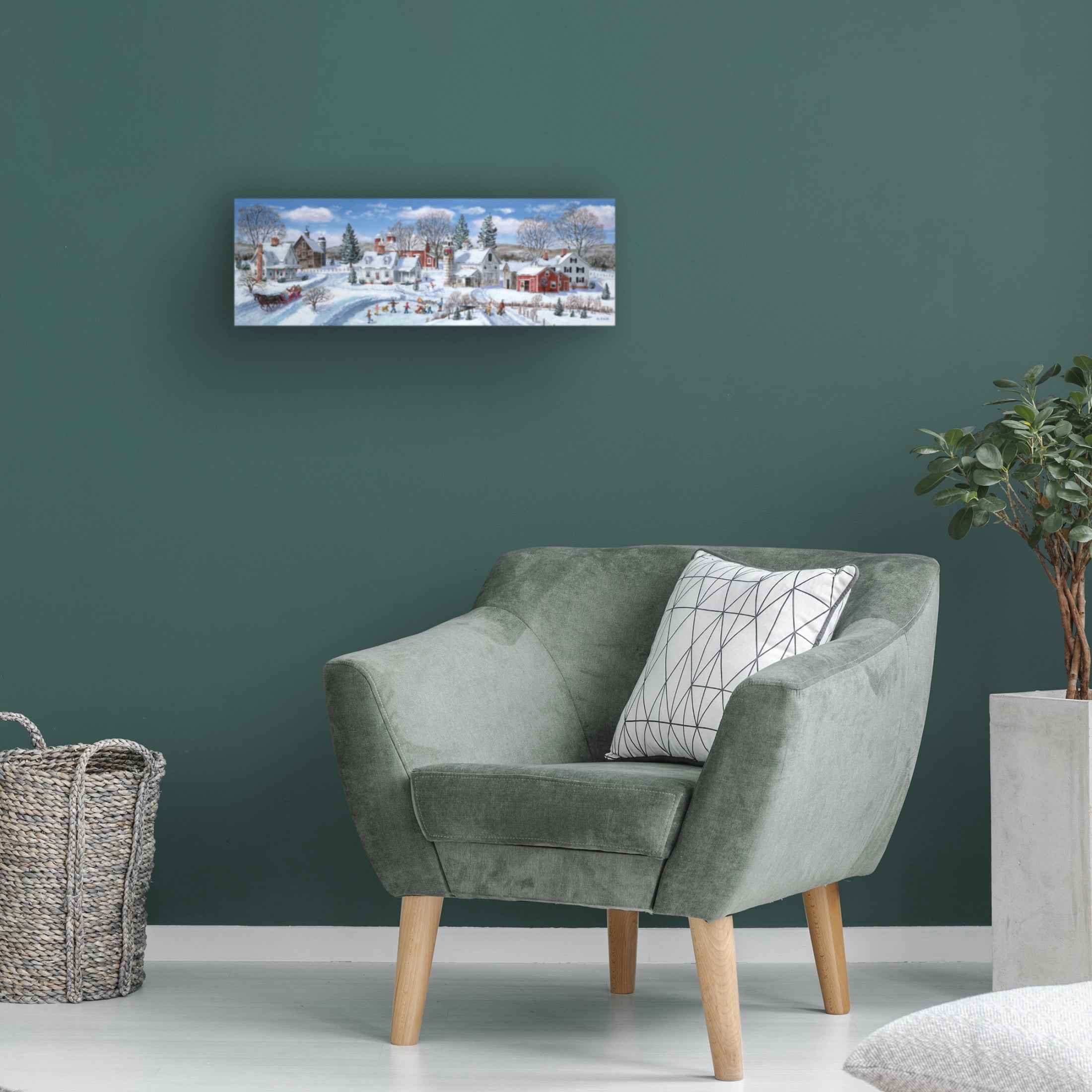 Canvas Wall Art - Bob Fair 'Wreath on the silo' Wall Art for Living Room, Bedroom, or Office Décor by Trademark Fine Art - 32 x 10 Inches
