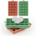 thumbnail image 1 of XXL Ice Cube Trays - 6 XXL Ice Cubes Per Tray (12 Ice Cubes) - BPA Free - Easy Release - Dishwasher Safe - Olive Green/Mineral Red, 1 of 5