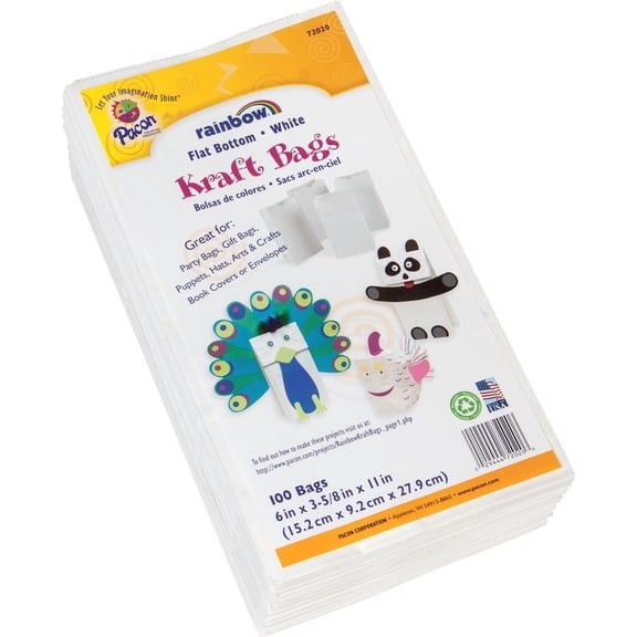 Pacon® Rainbow® Kraft Paper Bags, 6" x 11", White, Pack of 100