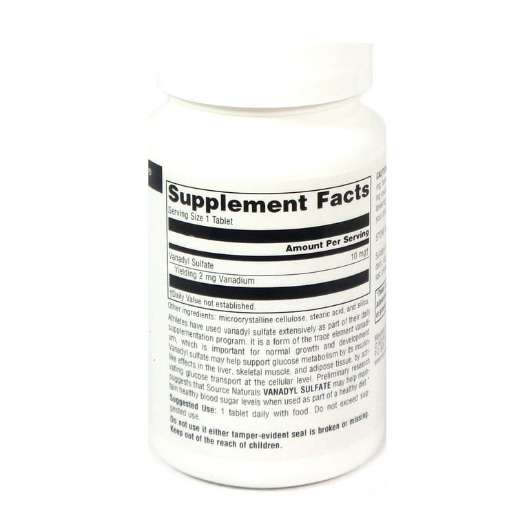 Vanadyl Sulfate, 10 mg, 100 Tablets, Source Naturals - Walmart.com