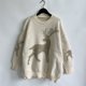 thumbnail image 5 of Suéter Divertido Gibobby de punto manga larga cuello redondo Jacquard dorado suelto mujer Otoño Invierno Blanco M, 5 of 5