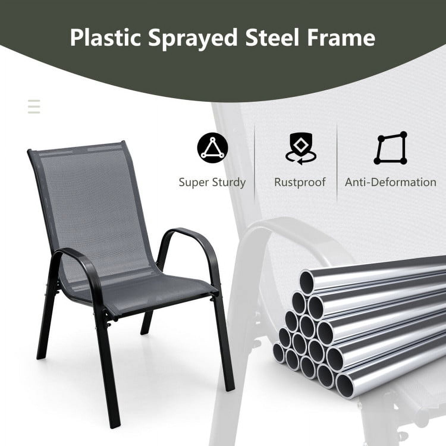 Aimee Lii 4 Pieces Stackable Patio Dining Chairs Set with Armrest, Outdoor Patio Set, Gray Aimee Lii 4 Pieces Stackable Patio Dining Chairs Set with Armrest, Outdoor Patio Set, Gray