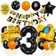 Construction Truck And Excavator Balloon Party Decoration Set Number 3 Suitable For Birthday Summer Party, Family And Outdoor Celebration Party Decoration Excavator Construction Theme Decoration