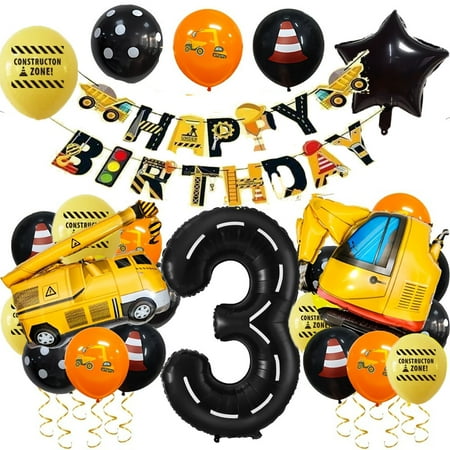 Construction Truck And Excavator Balloon Party Decoration Set Number 3 Suitable For Birthday Summer Party, Family And Outdoor Celebration Party Decoration Excavator Construction Theme Decoration