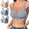 thumbnail image 2 of Hxshgdsn 3Pack Seamless Bras for Women Wireless Breathable Sportwear Plus Size Bra（Beige/XL）, 2 of 9