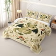 thumbnail image 3 of Homewish Kawaii Dinosaur Quilt Full,Lovely Floral Full Bedspread Sets,Green,3pcs, 3 of 7
