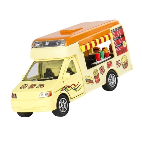 Sinyiin Role Play Educational Ice Cream Truck Play Vehicle Toy Enhances Creativity Social Skill Kids Collectible Pull Back Car
