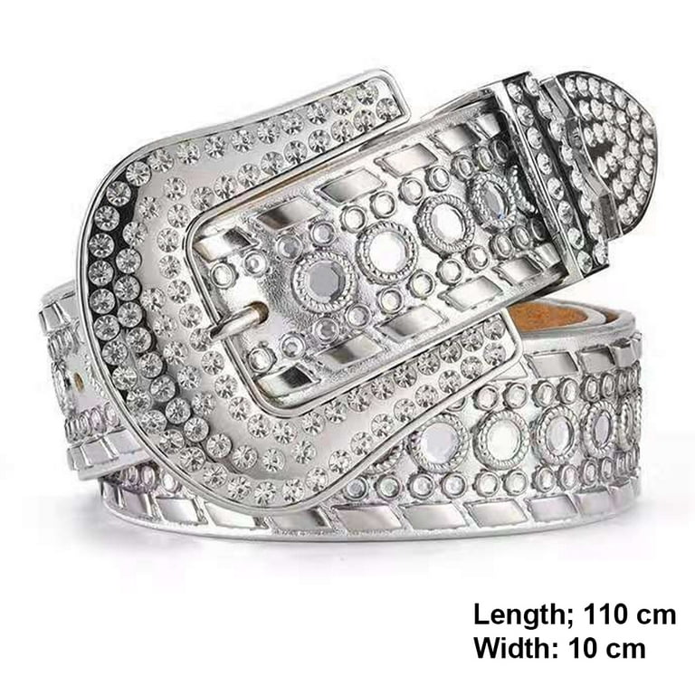 Rhinestone Belt for Women Cowgirl Bling Studded Leather Belt for