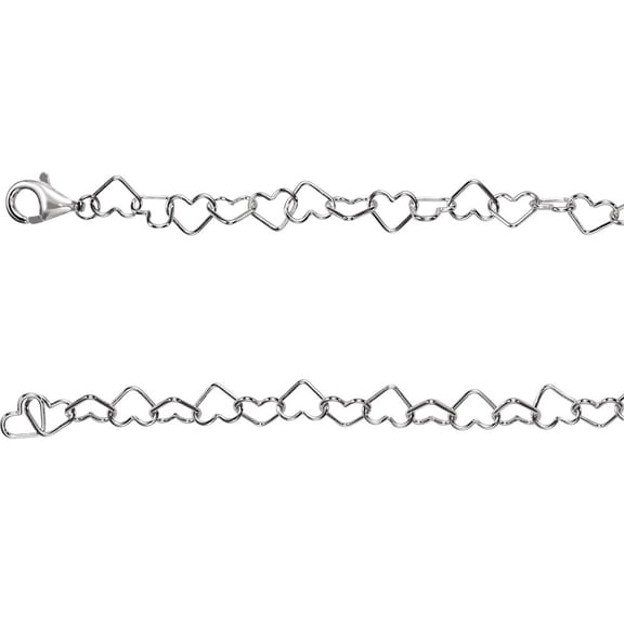 Sterling Silver Heart Link Chain Necklace 20 Inch - 9.7 Grams
