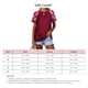 thumbnail image 4 of Mujer Cuello Redondo Top Manga Corta Empalme Tipo Suelto Camiseta Casual para Ropa De Verano Vino Rojo XL, 4 of 5