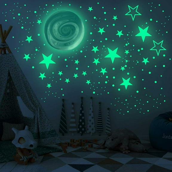 AURIGATE Luminous Stars Moon Stickers Glow in The Dark, Fluorescent Noctilucent Wall Stickers for Bedroom Ceiling, Birthday Gift, Valentines Day Crafts, Kids Room Decor