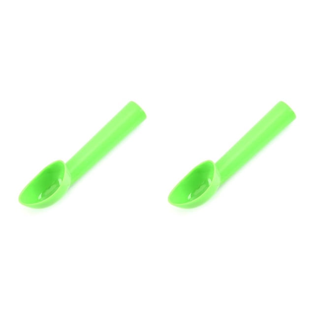 Injueey Cuchara de helado con mango de cocina, cuchara de sandía DIY, excavadora de postre de melón, cubiertos, cuchara para fiesta de Verde 2piezas