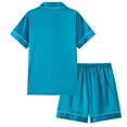 thumbnail image 2 of WIBACKER 5-12Y Girls Boys Pajamas Satin Pajama Set Silk Pjs Short Sleeve Sleepwear Kids Button-Down Nightwear, 2 of 9
