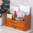 thumbnail image 2 of AMERTEER Wooden Storage Box Letter Rack Vintage Holder Post Mail Paper Card Organizer For Home Office, 2 of 6