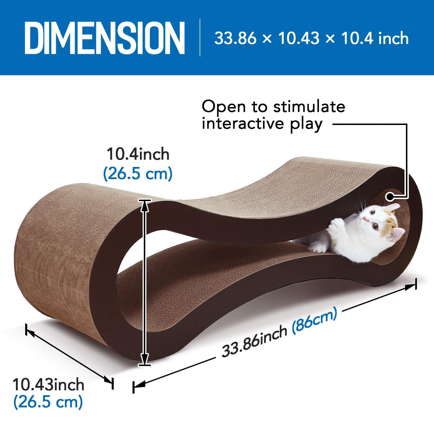 Pefilos 34" Reversible Cat Scratcher Cardboard Lounge Infinity Scratching Bed, Made from Recycled Corrugated, Brown Pefilos 34" Reversible Cat Scratcher Cardboard Lounge Infinity Scratching Bed, Made from Recycled Corrugated, Brown