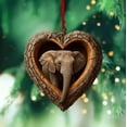 thumbnail image 2 of Summercome Animal Christmas Ornament, Heart-Shape Forest Christmas Ornaments, 2D Forest Animal Decoration, Hanging Woodland Pendant for Xmas Tree, Hanging Ornament Home Party Decor, Elephant, 2 of 6
