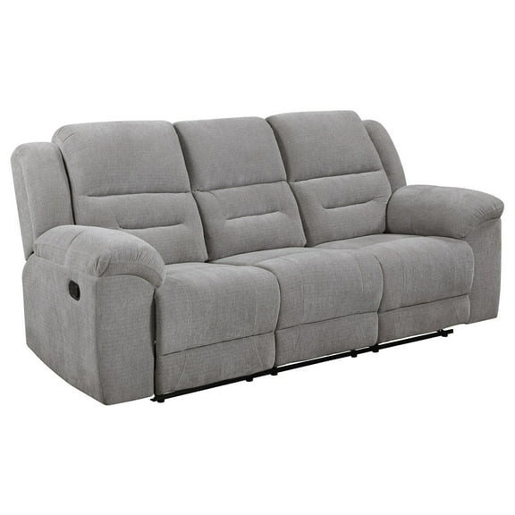 Gilo Manual Recliner Sofa, 92 Inch Light Gray, Pillow Top Armrests
