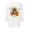 thumbnail image 4 of CYMMPU Fall Trendy Shirts 3/4 Sleeve Round Neck Loose Fit Bee Pattern Tunic Tops Spring Tops Blouses for Women Dressy Casual Lightweight Basic Tees White XXL, 4 of 5