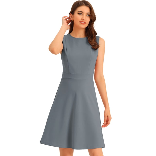 Vestido de trabajo para mujer Allegra K Gris M