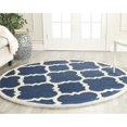 thumbnail image 2 of Safavieh Cambridge Collection CAM140G Handmade Moroccan Geometric Navy and Ivory Premium Wool Round Area Rug (8' Diameter), 2 of 3