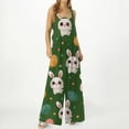thumbnail image 3 of Fgvctg Easter Womens Jumpsuit Wide Leg Pant Easter Eggs Spaghetti Straps Dressy Bunny Print Jumpsuit Sleeveless Bib Overalls Spring Romper Clothes With Pockets Dark Green L, 3 of 5