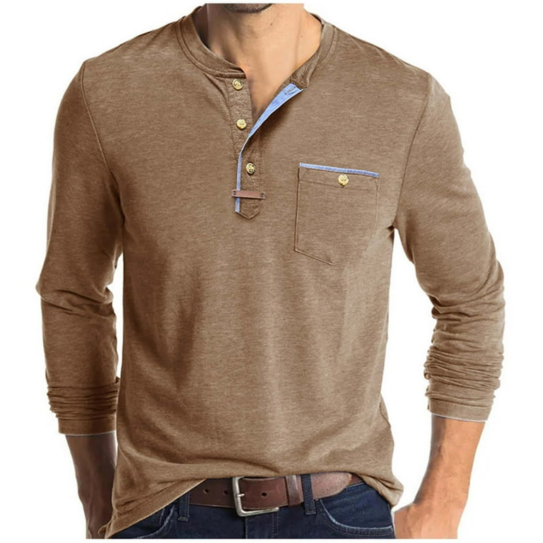 Wrtxtat Men's Casual Henley Shirt Quarter Button Slim Fit Top with
