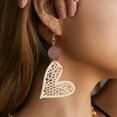 thumbnail image 6 of RyanK Valentine'S Day Gifts Valentine'S Day Decorations Valentine's Day Gift Wooden Round Geometric Earrings Vintage Hollowed Out Round Earrings Great Light Statement Jewelry For Women, 6 of 6