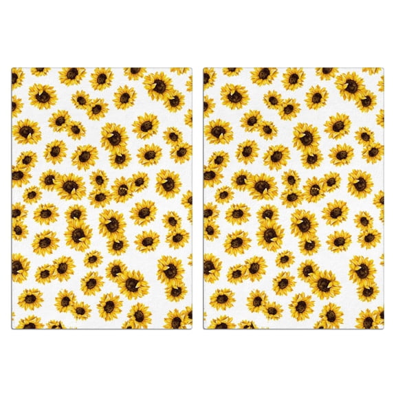 2 Pcs Funny Kitchen Towels,White Yellow Sunflower Pattern Microfiber Dish Towels,Kitchen Tea Towels,Kitchen Towel Set (18" X 26")