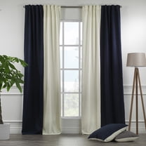 3S Brother's Solid Combined Mix and Match 4 Panels Curtains with 2 Color Combination Velvet Look Hanging Back Tap & Rod Pocket Bedroom Office Windows Luxury Home Decoration 28"x63" Cream-Royal Blue