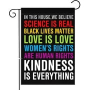 DANF Garden Flag for in This House We Believe Science is Real Black Lives Matter BLM Vertical Double Sided 12.5 x 18 Inch Yard Outdoor Decoration