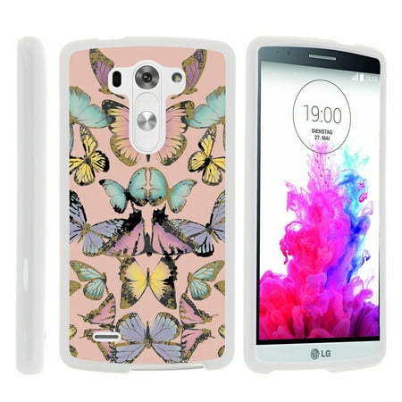 LG G3 D850, LS990, VS985, [SNAP SHELL][White] Hard White Plastic Case with Non Slip Matte Coating with Custom Designs - Butterfly