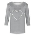 thumbnail image 5 of VKOYWKM Valentine's Day Heart Tops for Women Cute Love Heart Print T-Shirts Holiday Crewneck Tops Casual 3/4 Sleeve T Shirts Valentine Gift Top Spring Fashion, 5 of 6