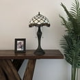 thumbnail image 3 of Tiffany Style Table Lamp Beige Stained Glass Crystal Beans Pull Chain Switches for Living Room Bedroom Bedside 12"W*12"D*22"H, 3 of 6