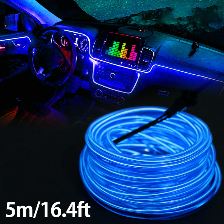 MTFun EL Wire Interior Car LED Strip Lights 16.4ft USB Powered Car LED  Lights Eye-Friendly EL Wire Car Interior Light for Sunroof Dash Armrest  Door