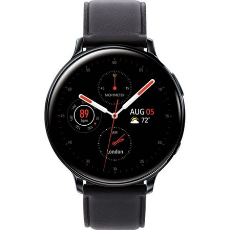 Samsung Galaxy Watch Active2 (SM-R825) 44mm GPS + Cellular - Stainless Steel Black with Leather Black Strap (Scratch and Dent)