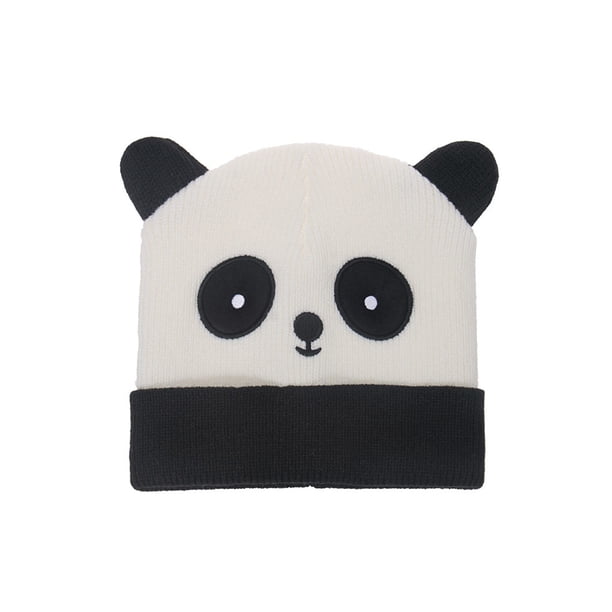 Sonducket Lady Teens Cute Panda Fashion Windproof Knitting Hats Winter Headwear Autumn Black White Cartoon 56-58cm for Travel Type3 NO3