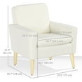 thumbnail image 3 of HOMCOM Fauteuil d'Appoint Teddy Rembourré Fauteuil Moderne avec Pattes en Bois Crème, 3 of 10
