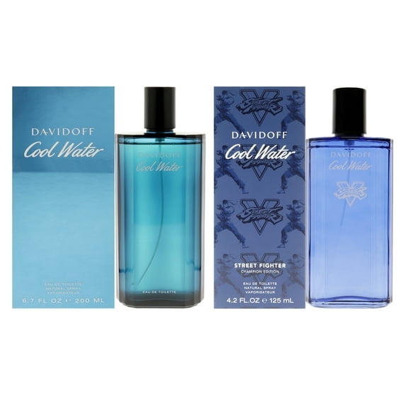 Davidoff Cool Water 2 Pc Kit - 6.7oz EDT Spray, 4.2oz Street Fighter EDT Spray (Champion Edition)