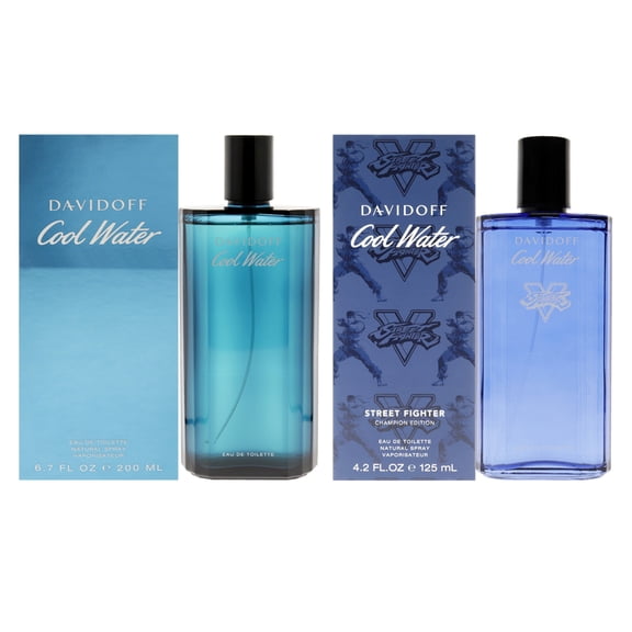 Davidoff Cool Water 2 Pc Kit - 6.7oz EDT Spray, 4.2oz Street Fighter EDT Spray (Champion Edition)