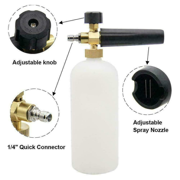 1/4 Snow Foam Washer Gun Car Wash Soap Lance Cannon Spray Pressure Jet  Bottle